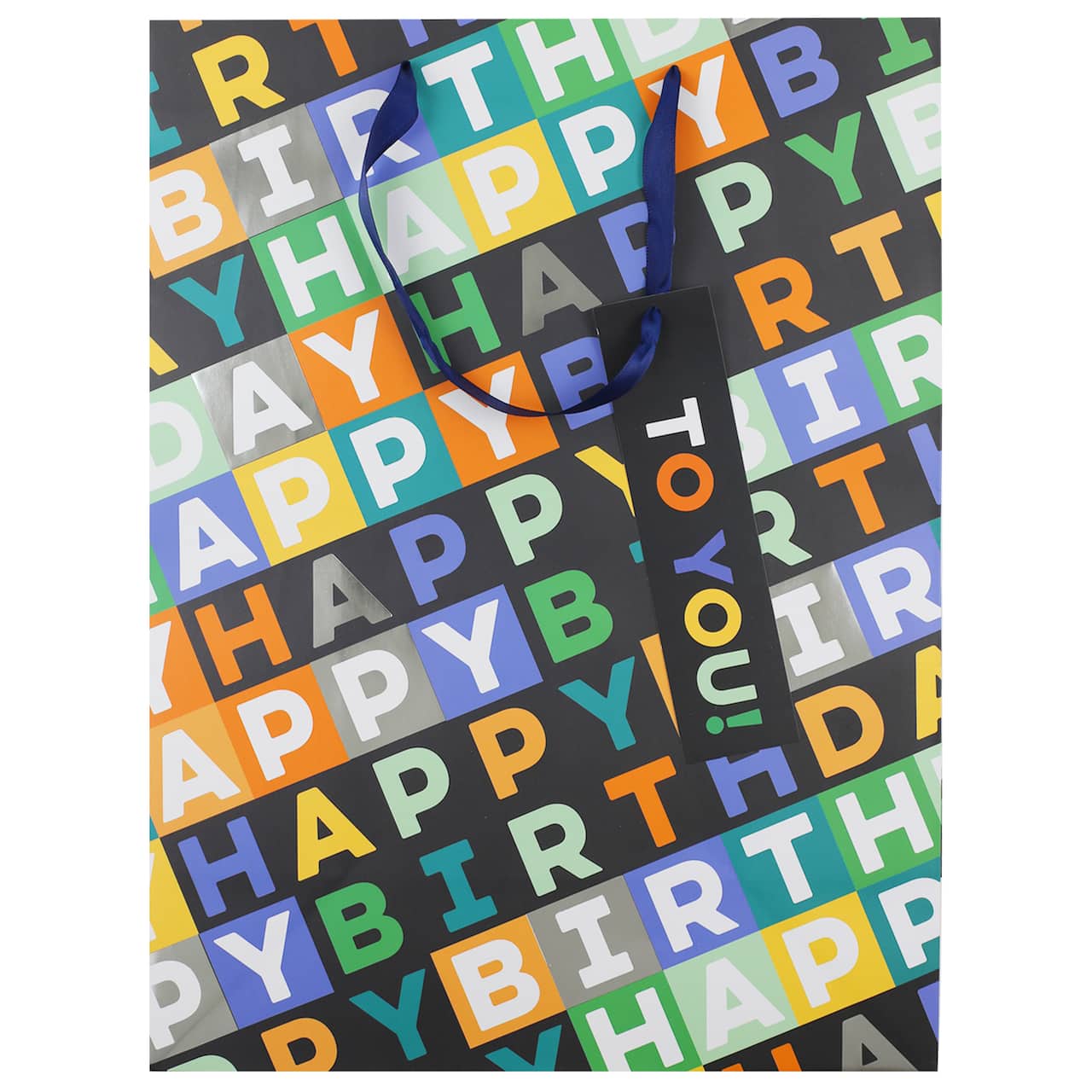 16" Black & Multicolour Happy Birthday Bag by Celebrate It™